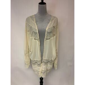 ZANZEA Top Sheer Lace Ivory Delicate Romantic Festival Hippie Womens SZ 3X